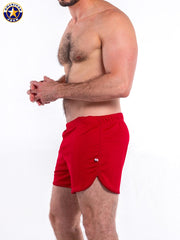 AMERICAN JOCK 8839 Men's Gym Short with Built-in Jockstrap - Cardinal