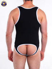 AMERICAN JOCK 8138 Men's Basics Jock Singlet - Black/White
