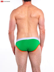 Go Softwear 4601 Men's Cal. Contour Pouch Bikini - Kelly Green/Mandarin