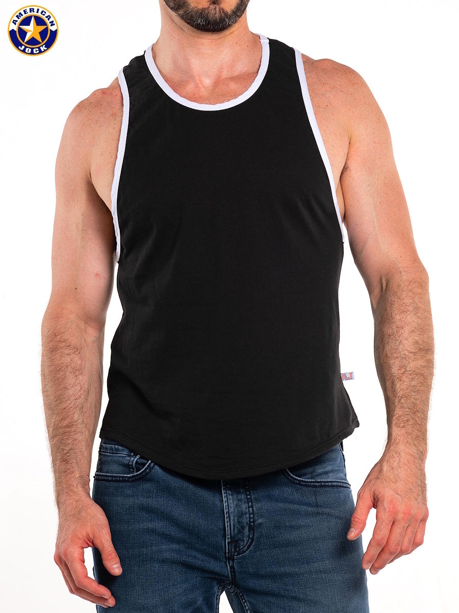 AMERICAN JOCK 8115 Men's Basics Deep Armhole Tank - Black/White