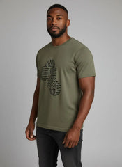 T.R. Premium Herren-T-Shirt mit 3D-Abstrakt-Print – Oliv