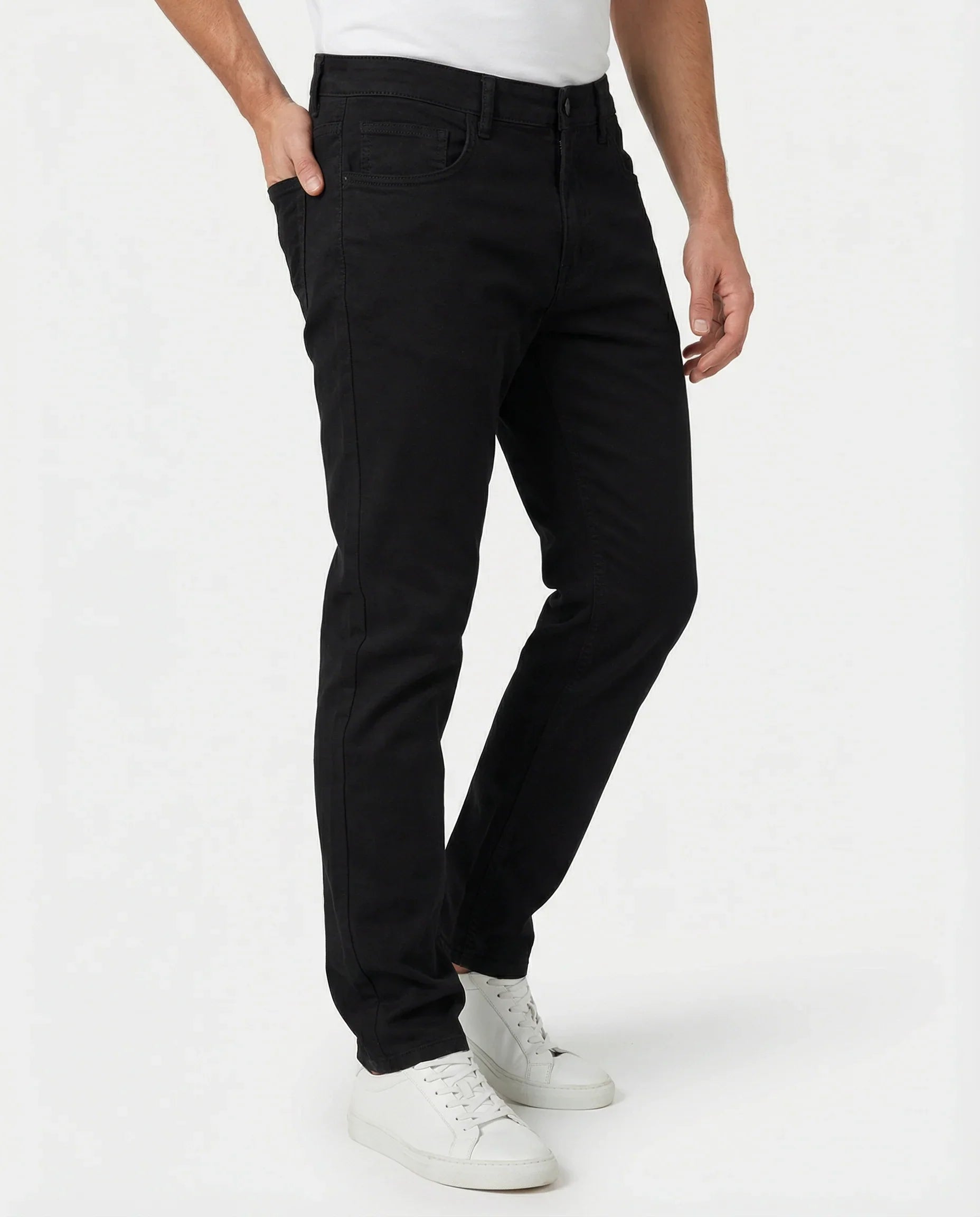 Pantalon 5 poches en sergé de satin pour homme T.R. Premium