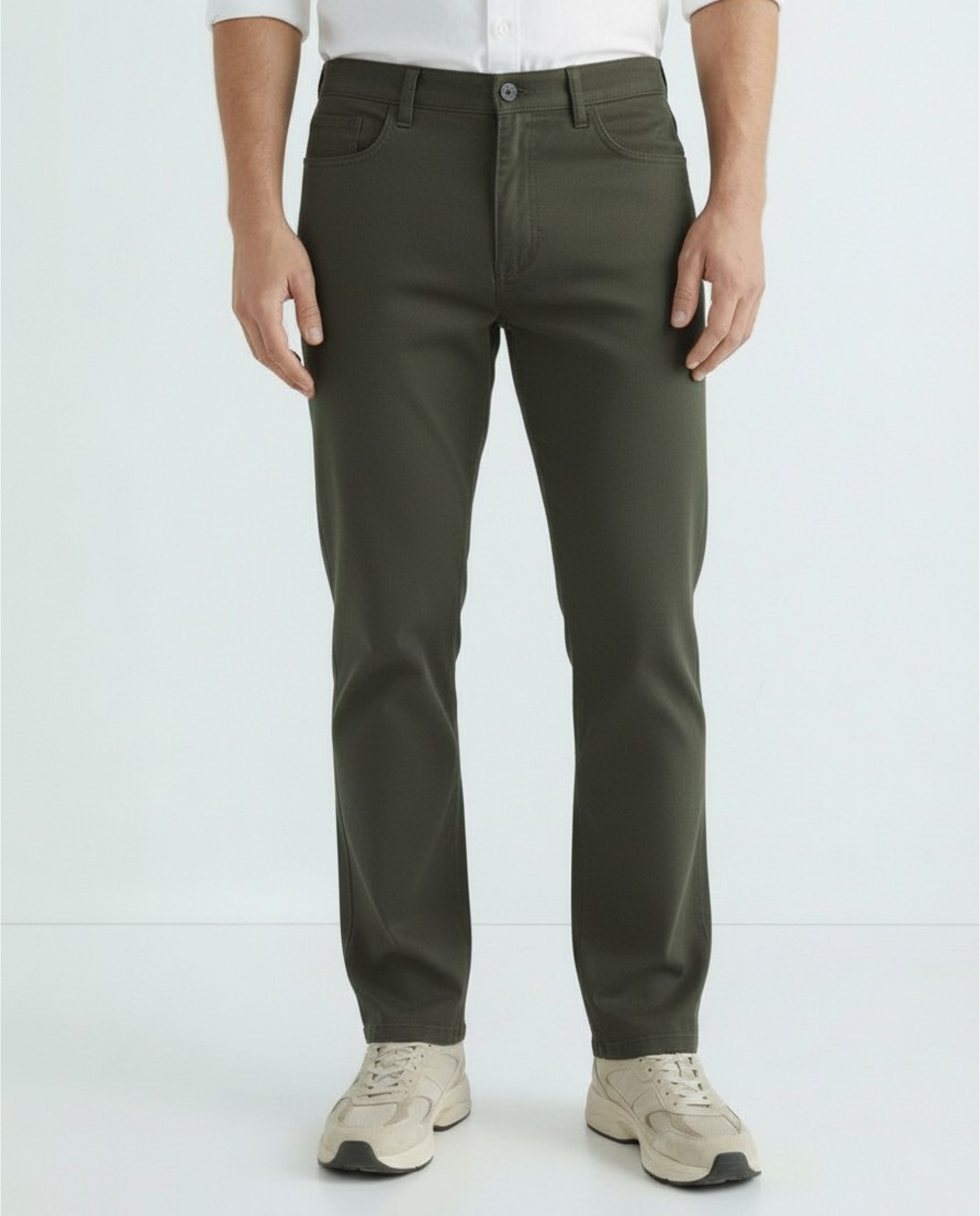Pantalon 5 poches en sergé de satin pour homme T.R. Premium