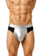 Tartarus Men's Low Rise Coated Two-Tone Jockstrap Metallic Underwear