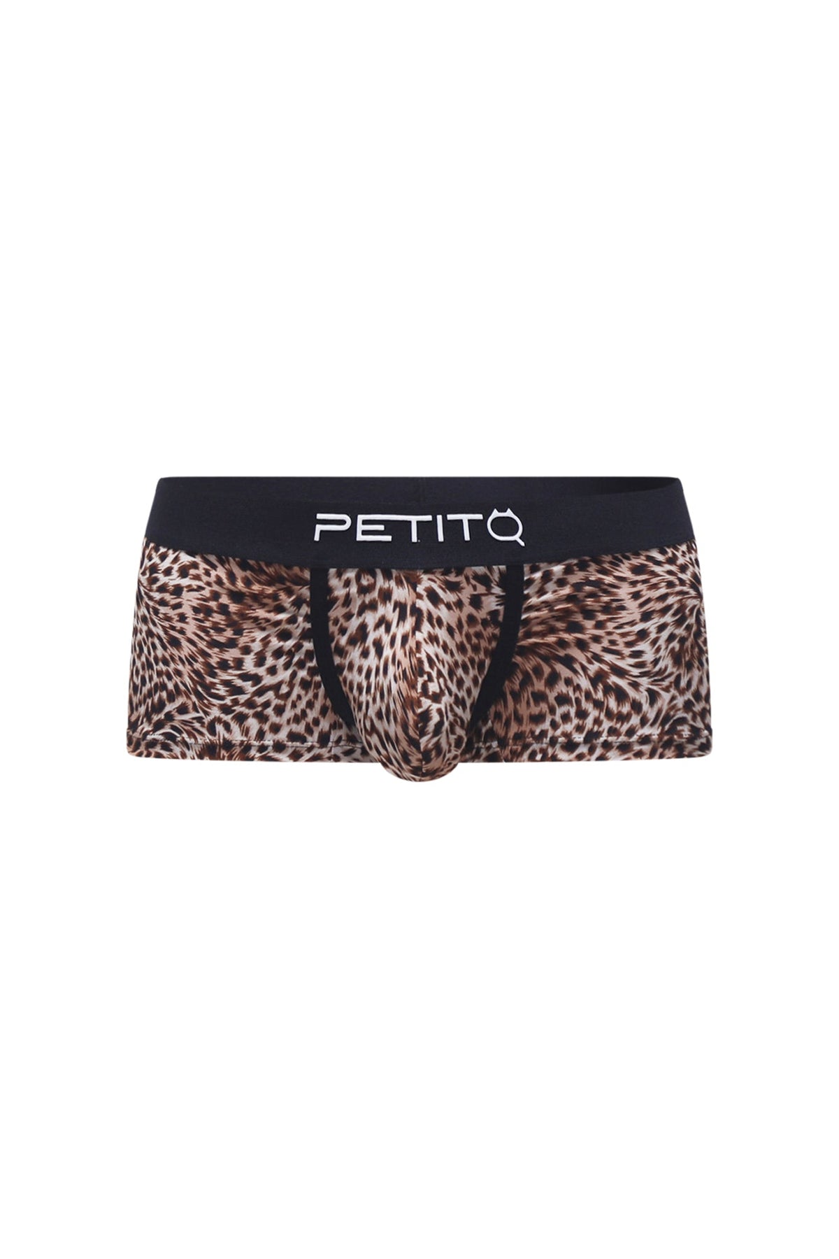 PetitQ Trunk Panthere leopard-print men’s briefs with black waistband featuring the petitq logo