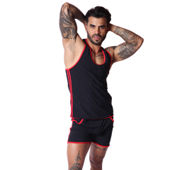 Typer Black Tank on model by Gigo Underwear