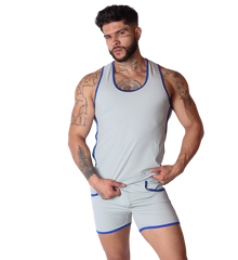 Typer Gray Tank on model by Gigo Underwear