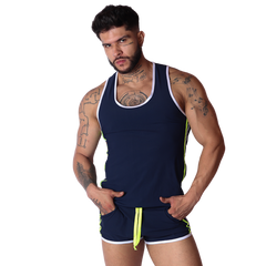 Typerhot Blue Tank on model by Gigo Underwear