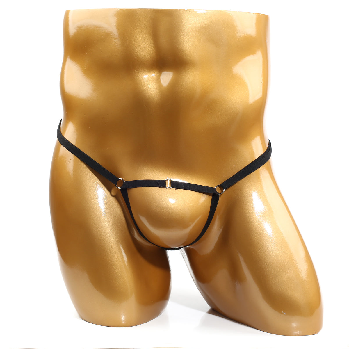Black leather thong with gold-tone metal rings and central clasp from u-station foundation collection