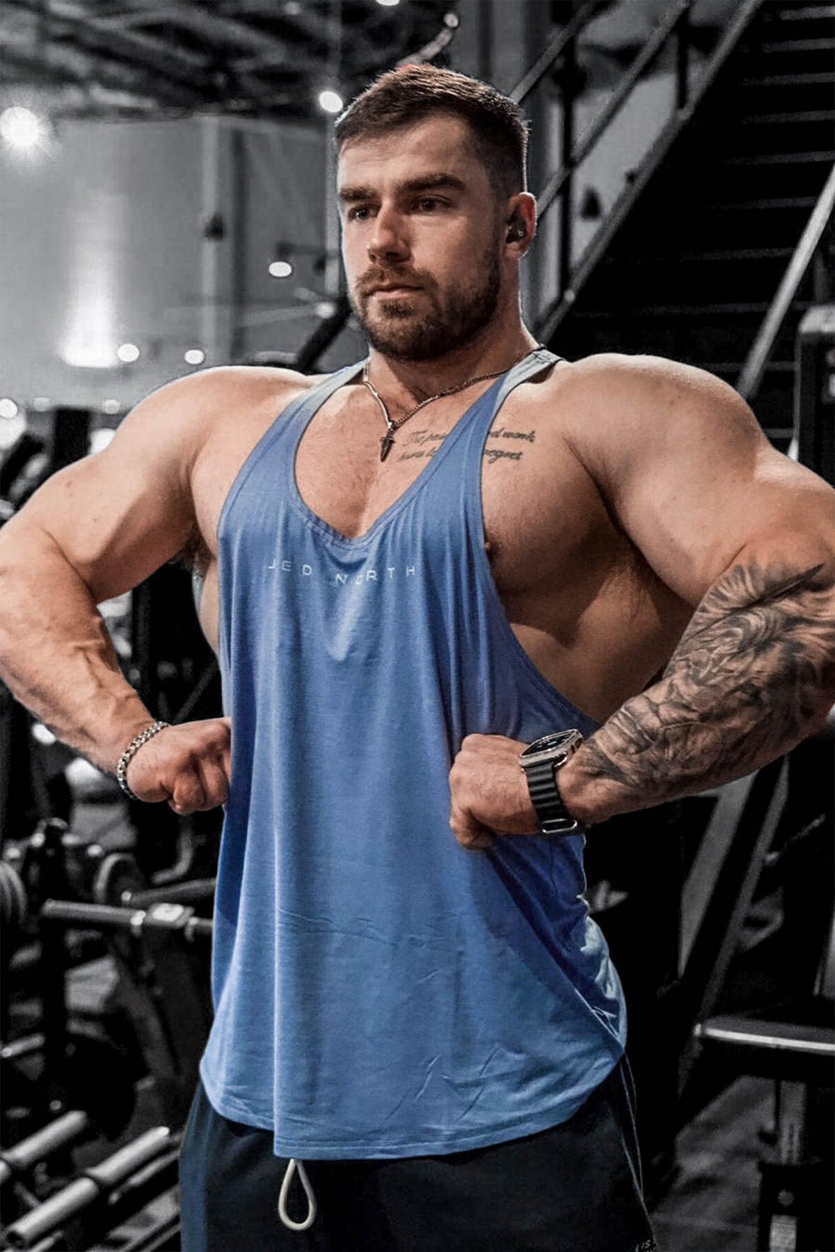 Jed North Herren Classic Bodybuilding Racerback Stringer - Blau
