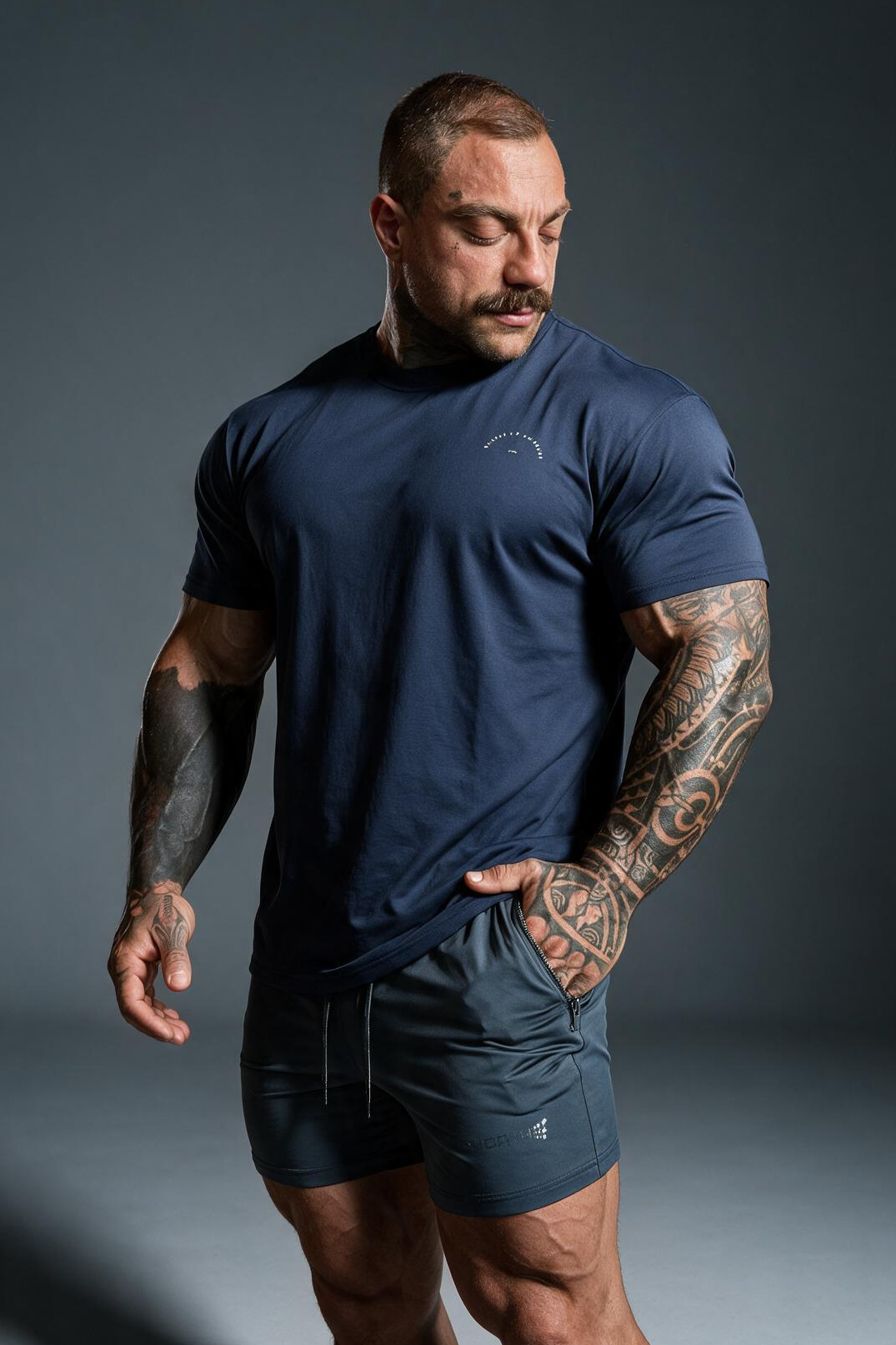 Jed North Herren Built Basics T-Shirt - Marineblau