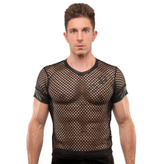 Undergear Men's V-Neck Fishnet T-Shirt