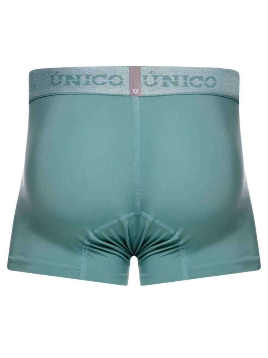 Teal unico ceramic trunks 26040100121 with textured waistband and reinforced stitching in green color
