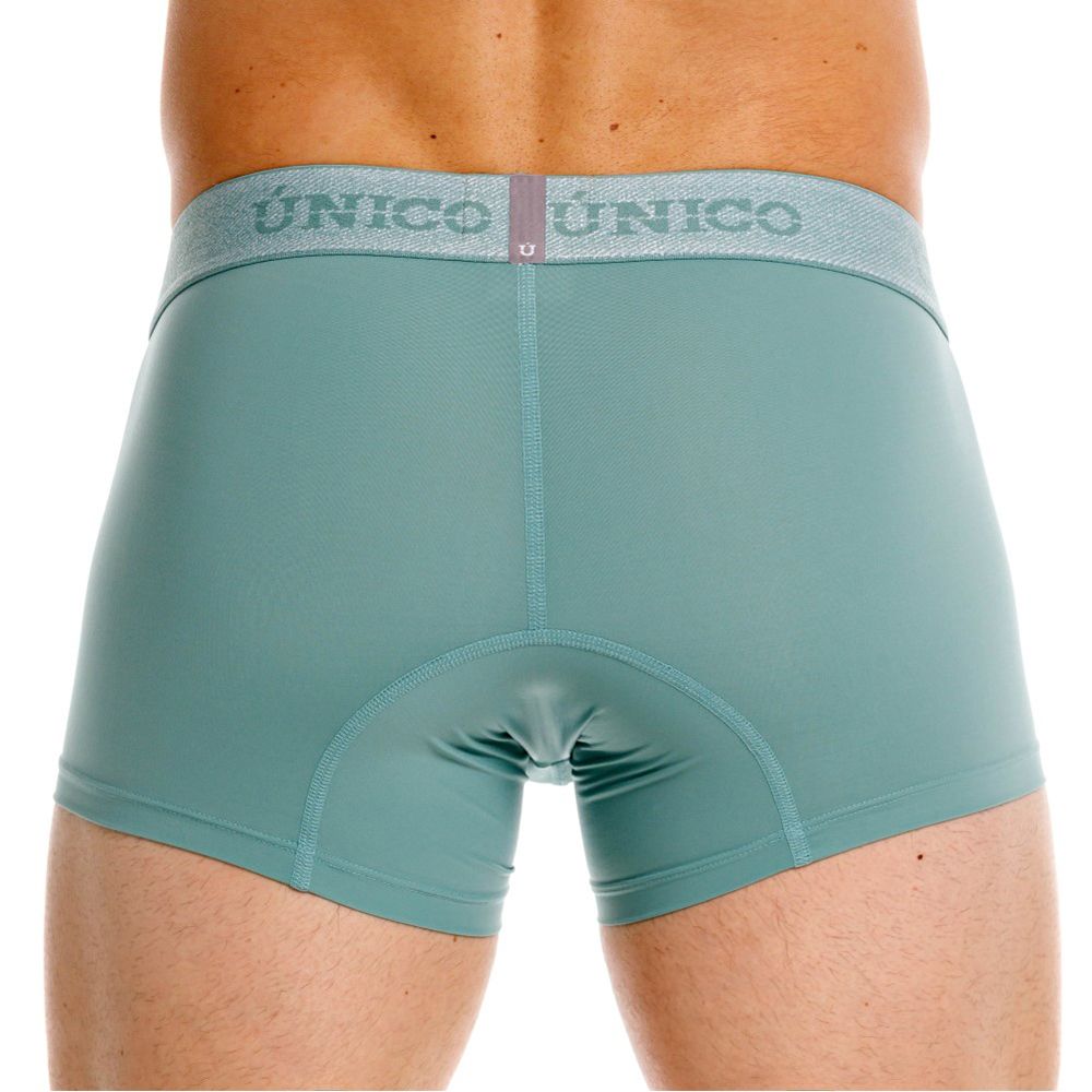 Teal unico 26040100121 ceramic trunks briefs with textured waistband and matching unico logo in green color