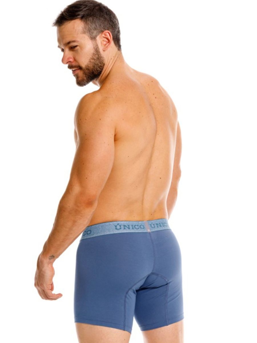 Unico 26040100217 classic boxer briefs in teal with matching elastic waistband for premium comfort and style