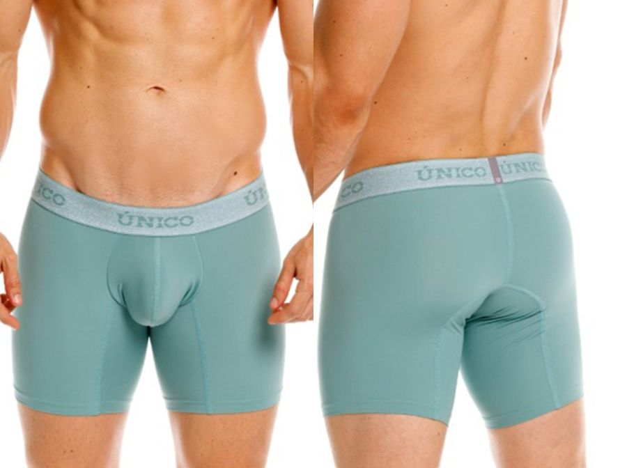 Light blue unico ceramic boxer briefs for men with matching elastic waistband in color 43 green