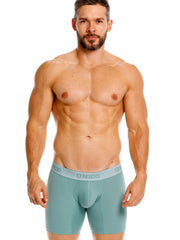 Teal unico ceramic boxer briefs with contoured pouch and elastic waistband in color 43 green for men