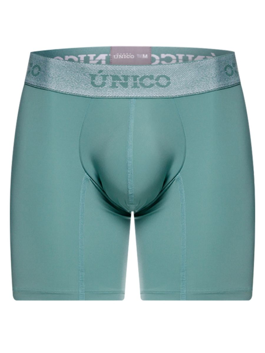 Teal ceramic unico 26040100221 men’s boxer briefs with textured waistband and brand logo in green color
