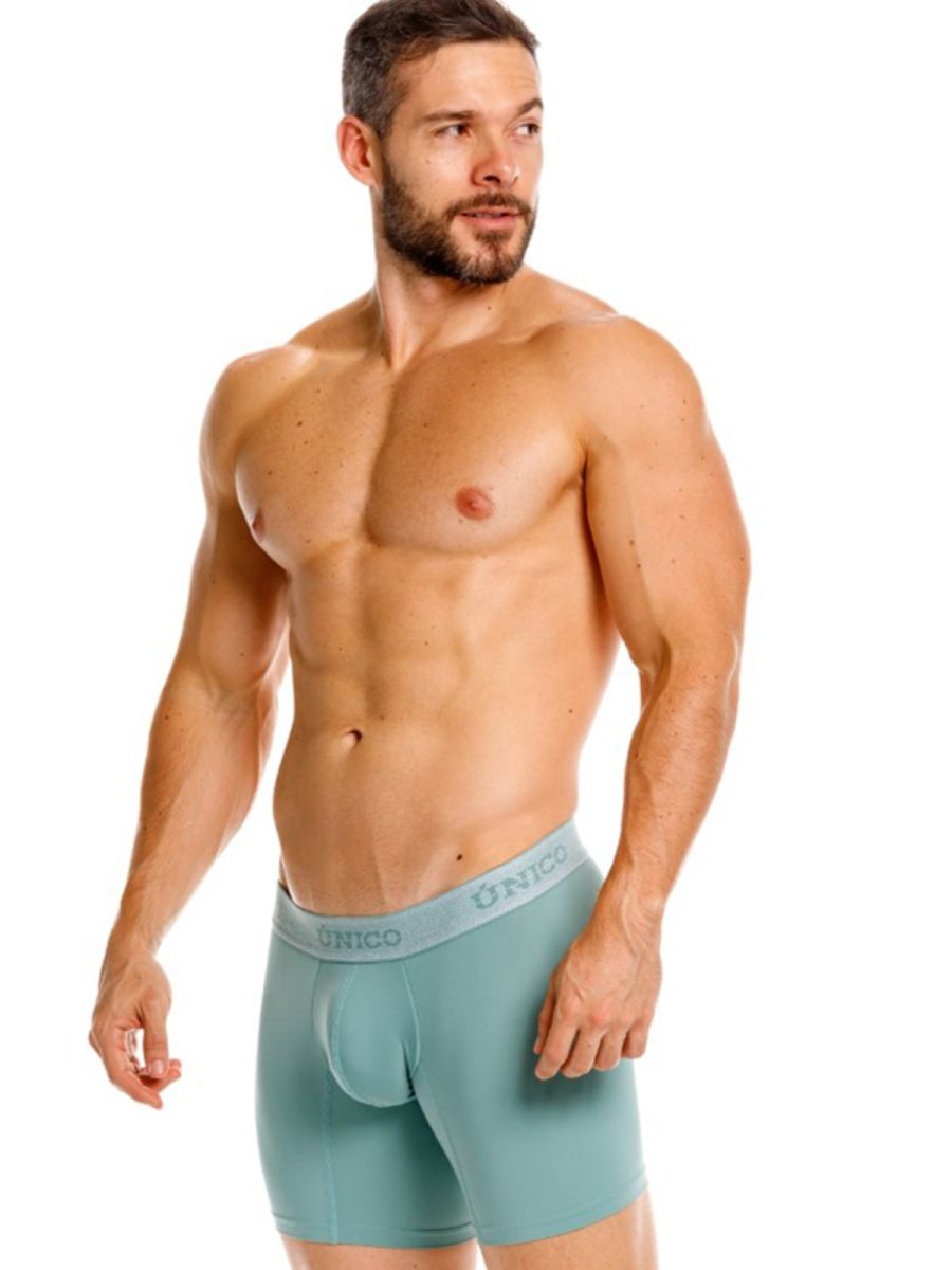 Teal mens ceramic boxer briefs with a light gray onico waistband model unico 26040100221 color 43-green
