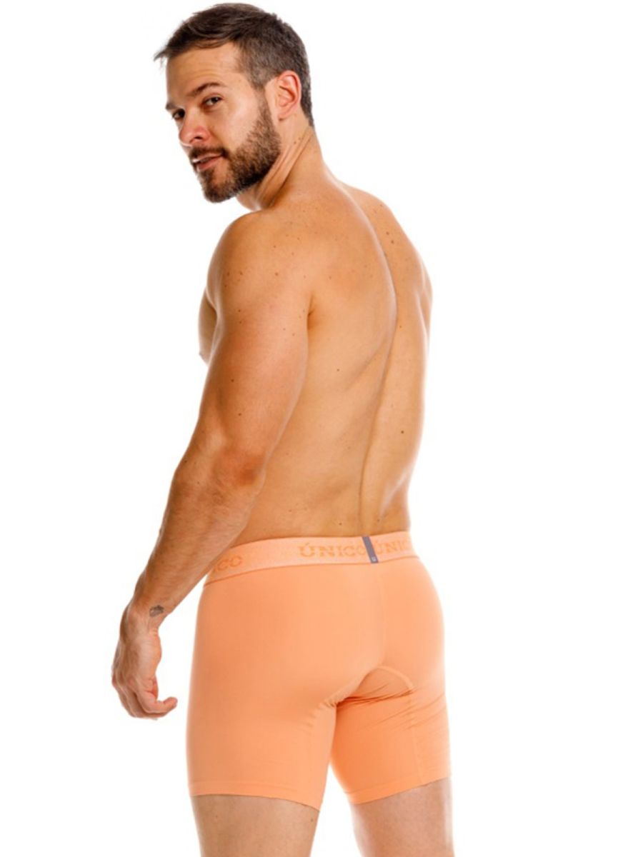 Unico 26040100222 classic boxer briefs in apricot with subtle waistband logo for essential comfort wear