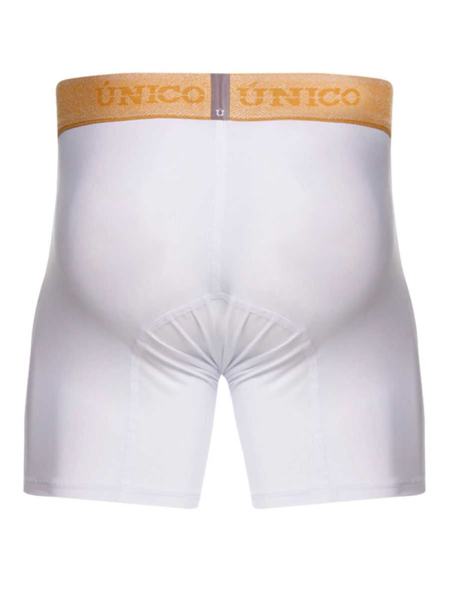 White unico 26040100225 amber boxer briefs with gold waistband and matching brand lettering for premium comfort