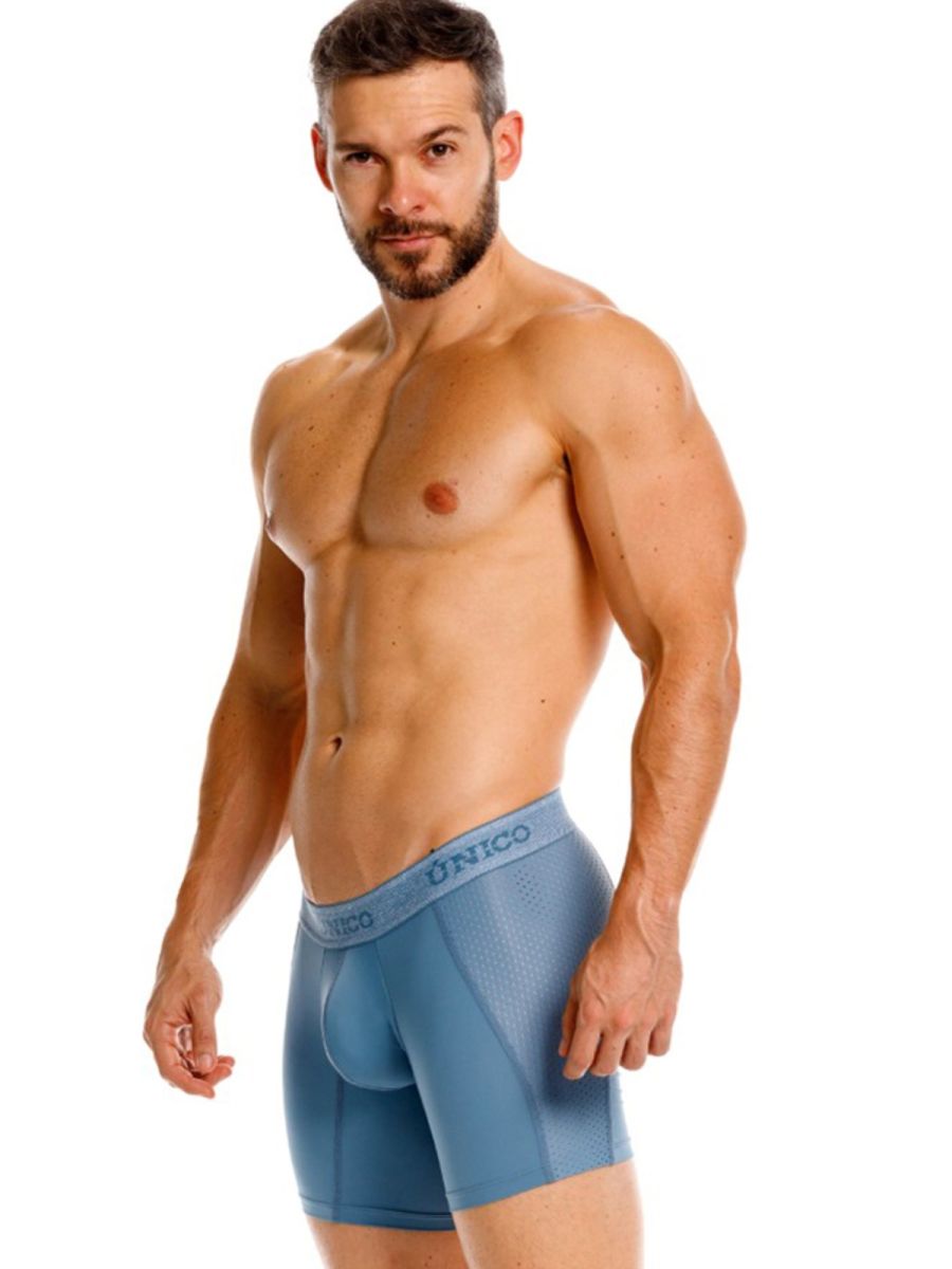 Blue unico 26040100227 classic boxer briefs in textured form-fitting design for premium comfort and fit