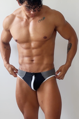 JJ Malibu Men's Unzip Me Swim Briefs - Espresso