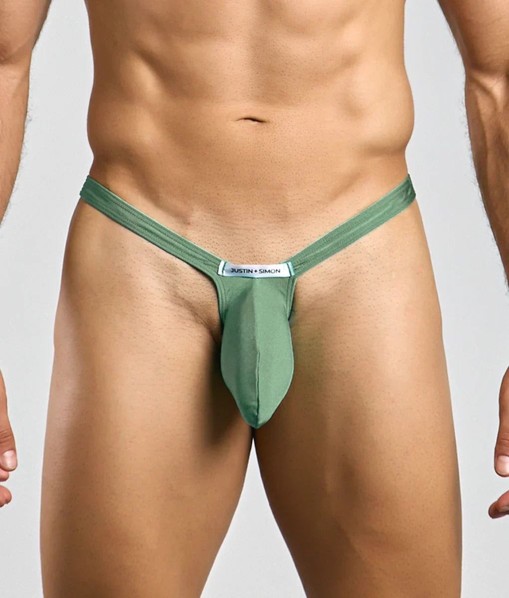 Green justin simon bulge thong with supportive contoured design for enhanced comfort and fit