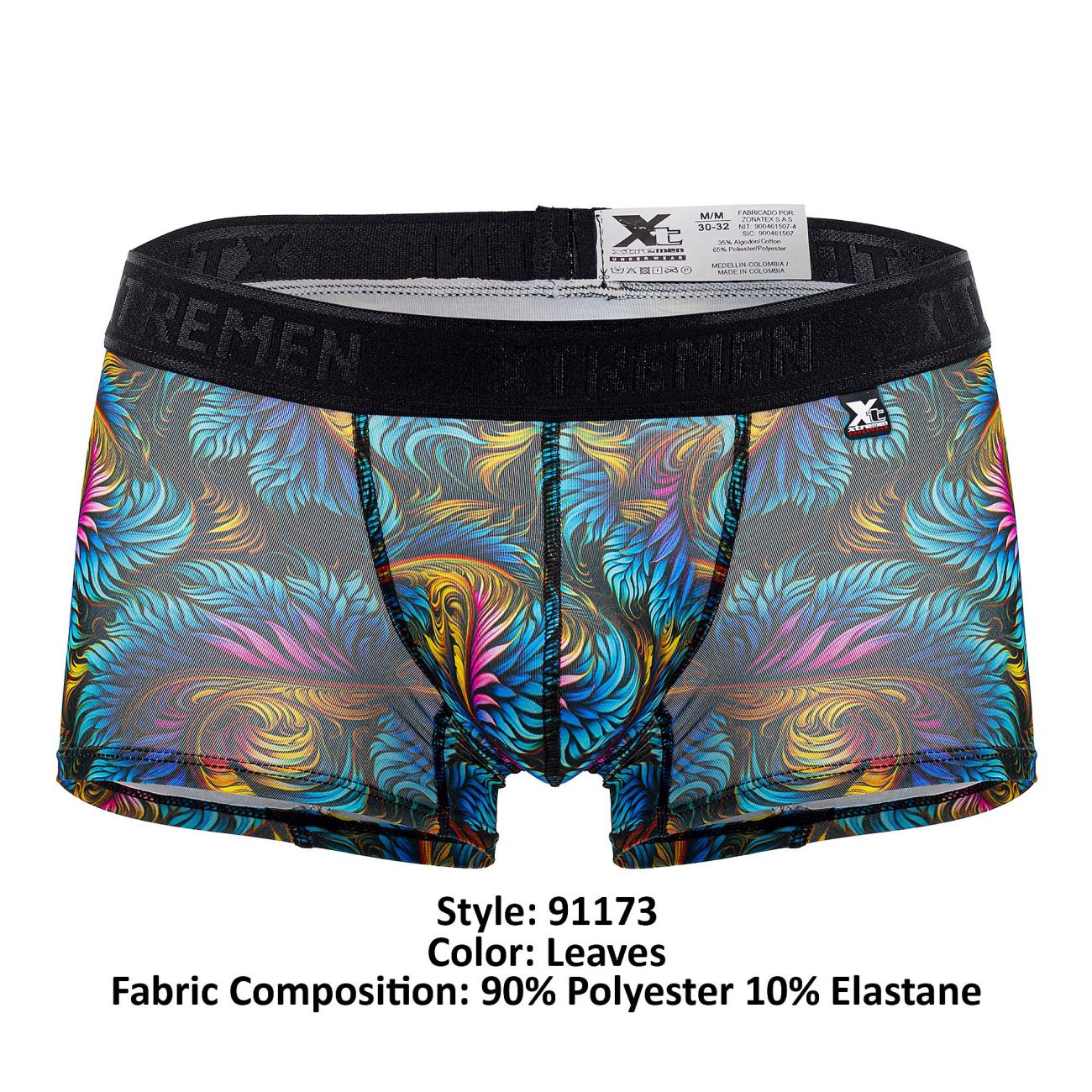 Boxer imprimé Xtremen 91173 Feuilles colorées