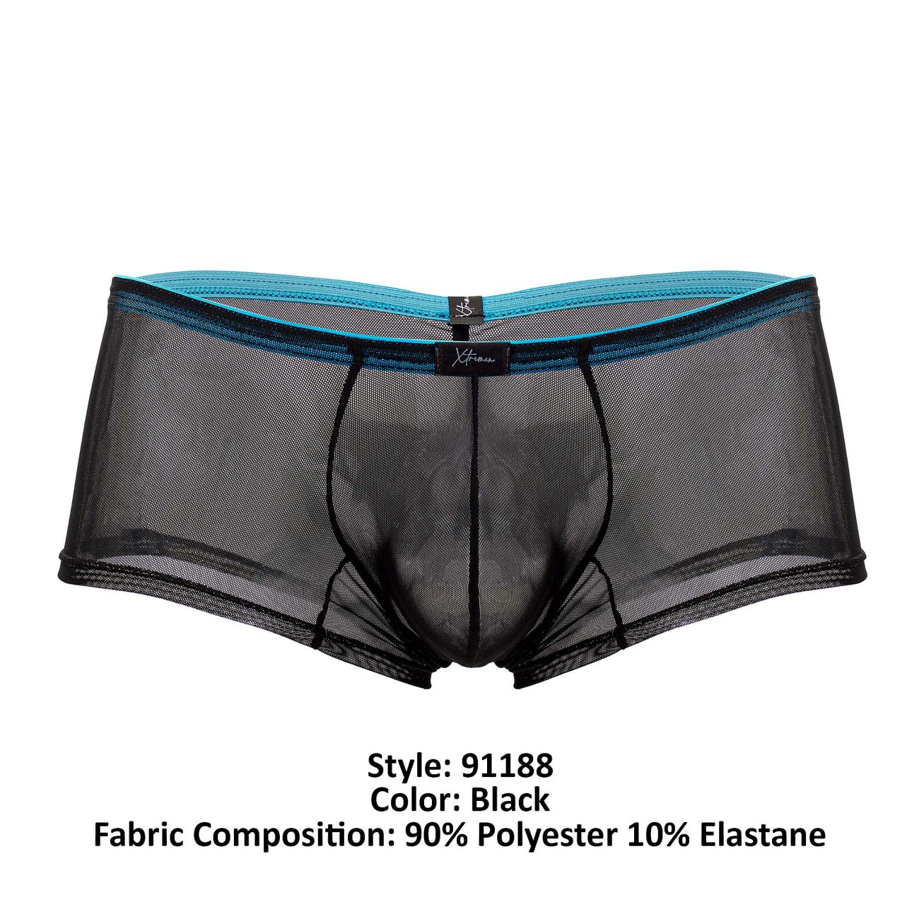 Boxer en tulle et maille Xtremen 91188 Couleur Noir