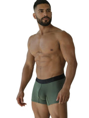 Xtremen 91251 men’s olive green microfiber mesh boxer briefs with black elastic waistband for comfort and breathability