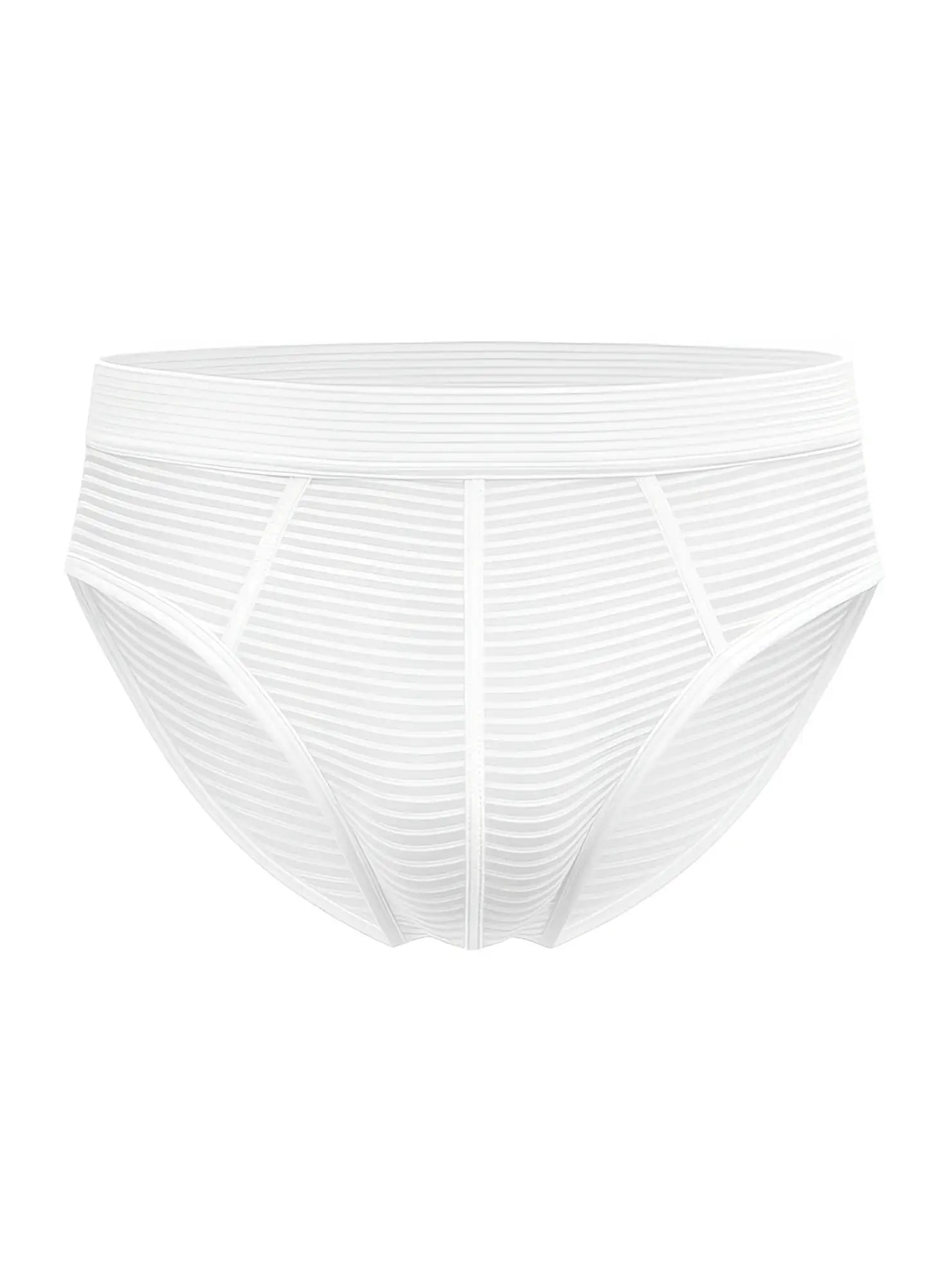 White striped activestripe cotton brief with smooth elastic waistband and subtle vertical ribbing throughout the fabric