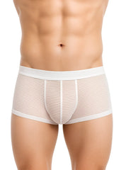 White striped men’s briefs from activeStripe cotton trunk with sheer textured fabric and reinforced white waistband