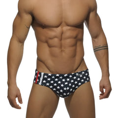 Blue addicted star sport bikini swimwear navy ads039 in size xs with white stars and red white blue striped side panels