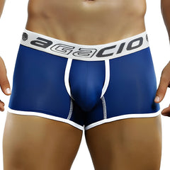 Blue agacio ag5853 menâ€™s boxer briefs with white trim and branded waistband for comfortable daily wear