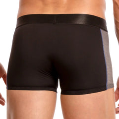 Black agacio agg044 mesh panel boxer briefs with sleek stretchy fabric and subtle gray side mesh panel