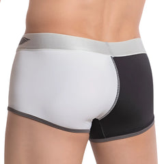Agacio AGG052 boxer trunk black and white boxer briefs with silver waistband and wing logo on front side