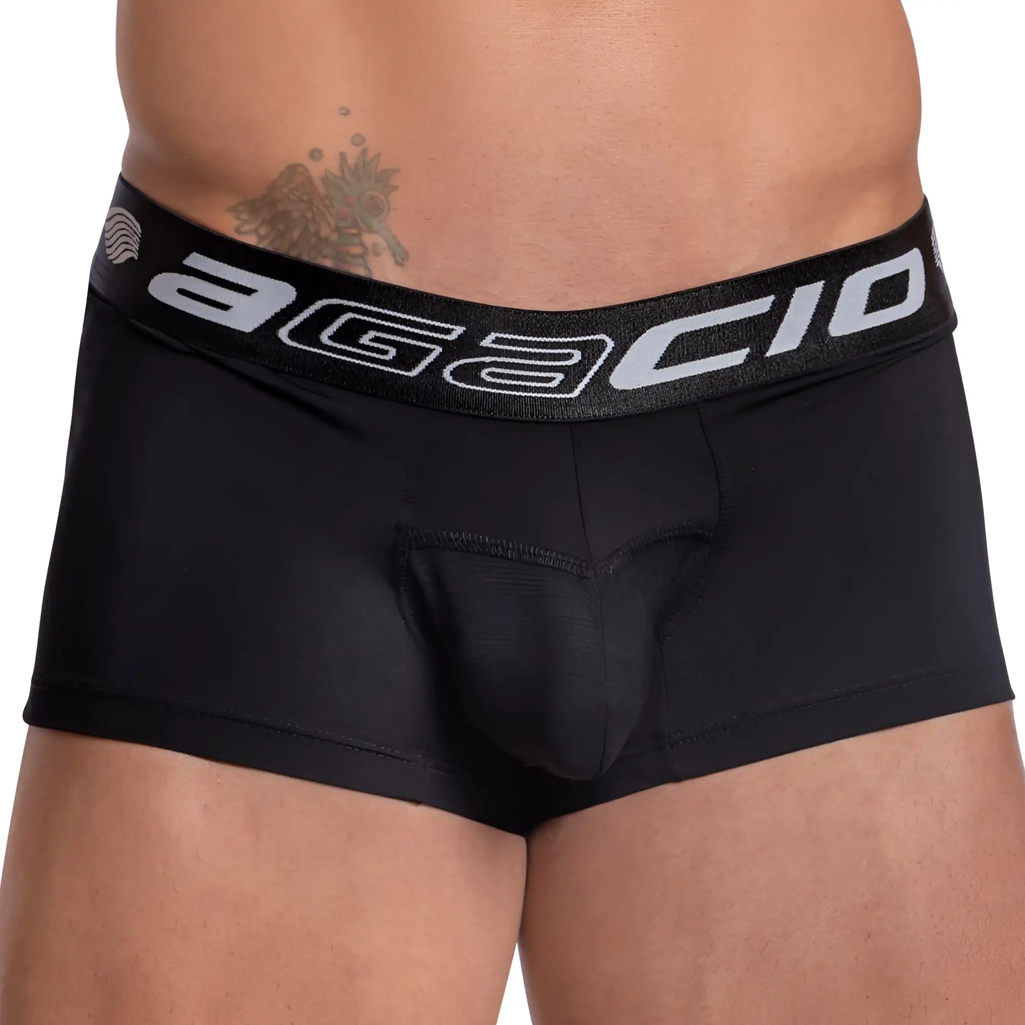 Black agacio agg071 boxer trunk menâ€™s briefs with supportive contoured design and branded elastic waistband