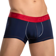 Navy blue agacio agg081 piping design boxer trunk with red boncio waistband and subtle white stitching along seams