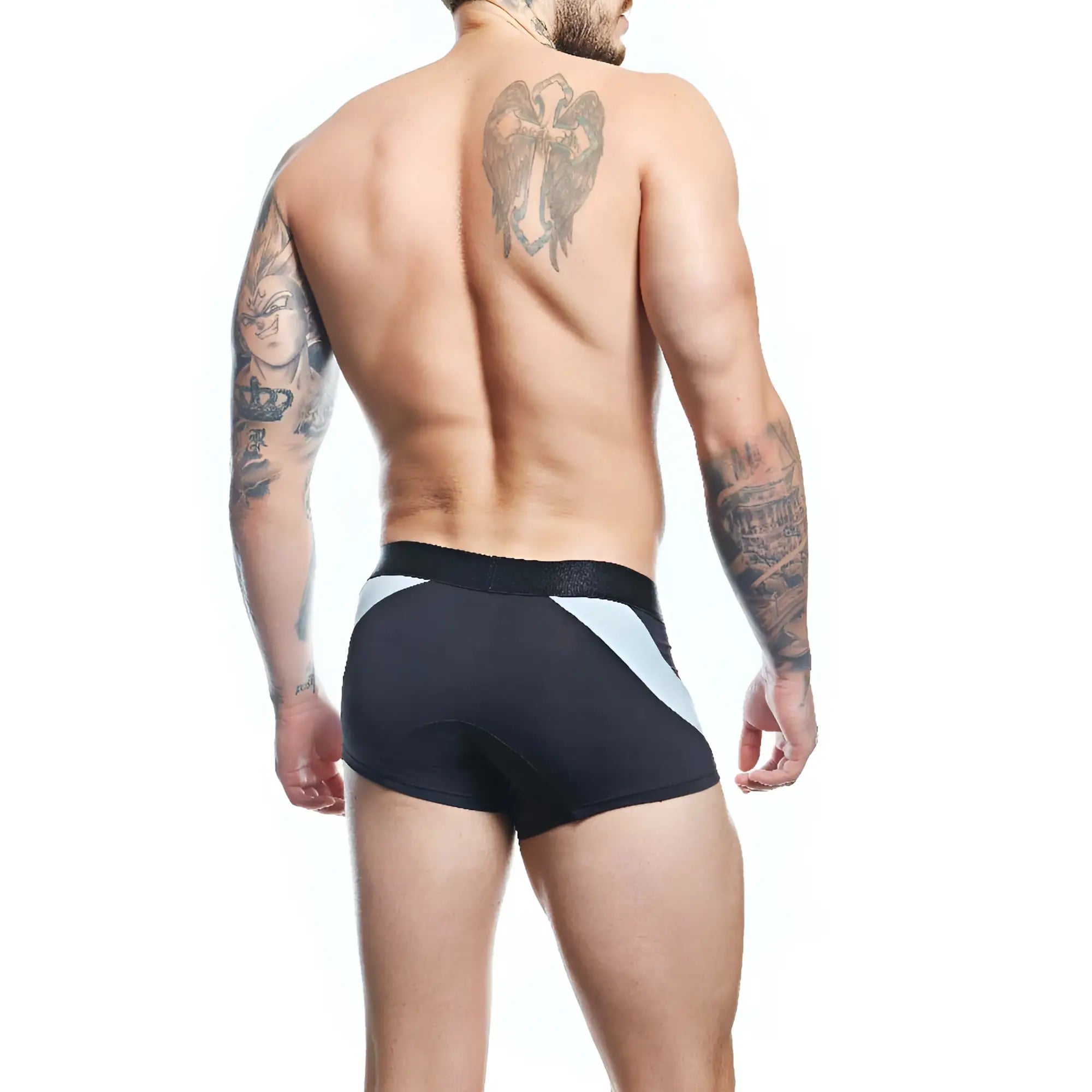 Agacio agg087 boxer trunk athletic briefs in black and light gray with a sleek form-fitting design