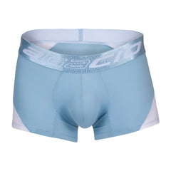Light blue and white Agacio AGG087 boxer trunk briefs with textured elastic waistband featuring brand logo