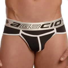 Black and white agacio agh040 briefs with sleek modern design made for comfortable everyday wear