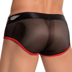 Agacio AGI012 brief black mesh with red trim and white wing logo on waistband for breathable comfort