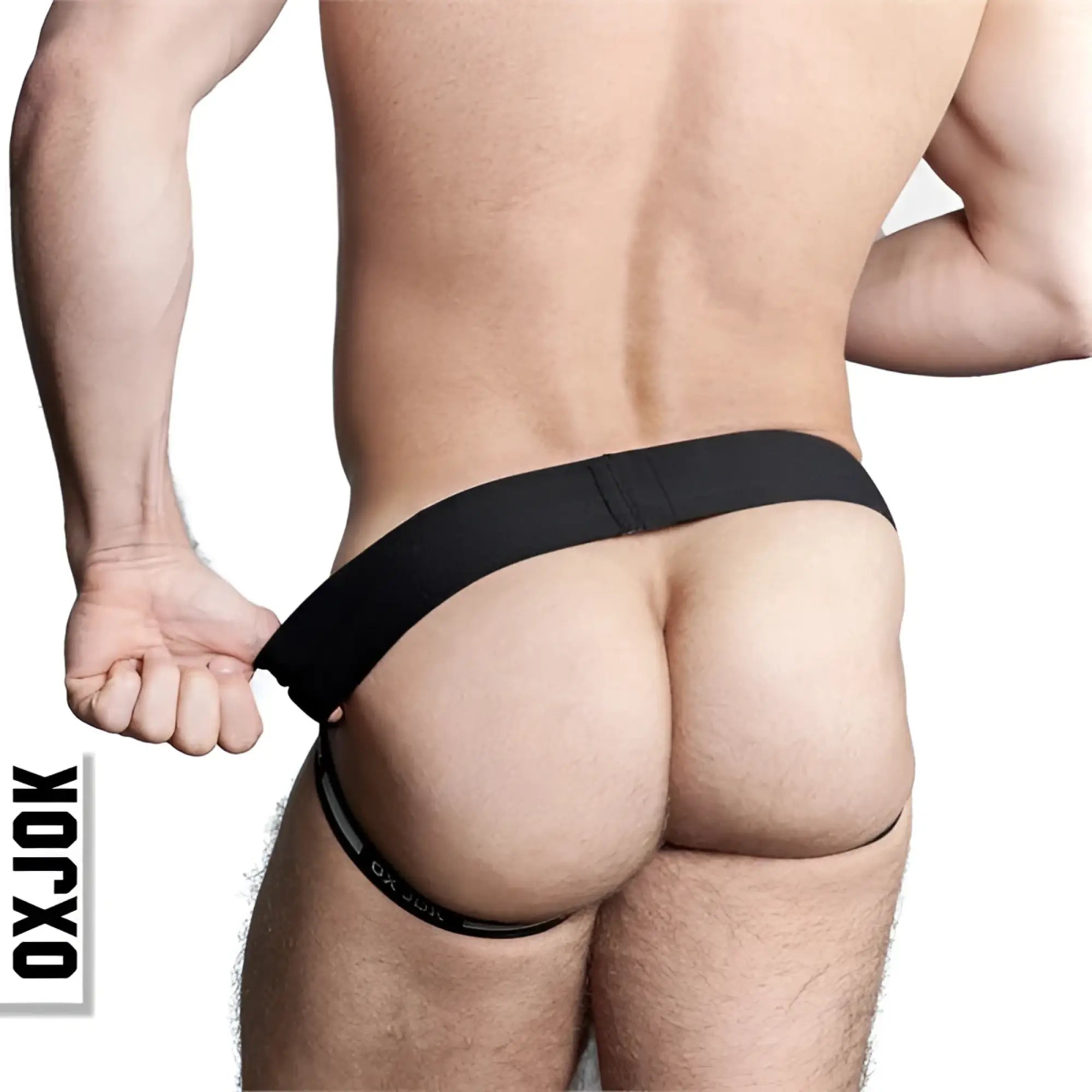 Black oxjok airmesh jockstrap briefs with smooth elastic waistband and leg openings for comfortable support