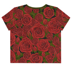 Maris Equi Men's Rozen Red Rose Crop Tee Shirt
