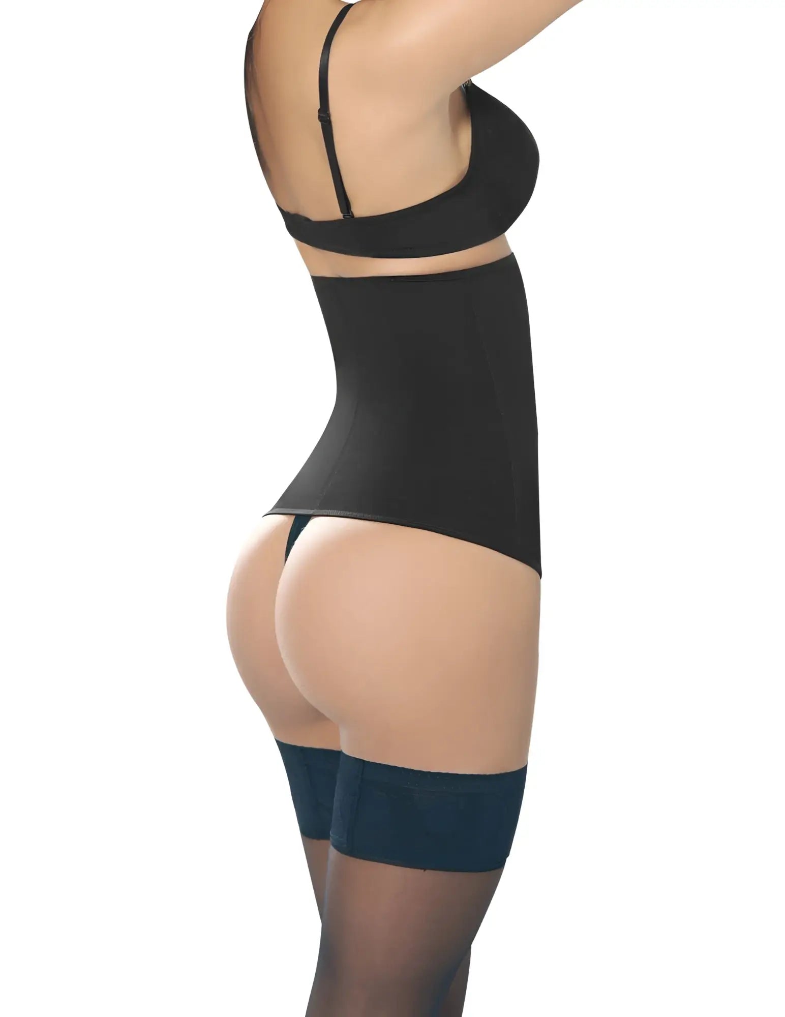 Ann Chery 1024B powernet girdle in black shapewear with high waist thin straps and smooth form-fitting design