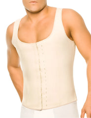Ann chery 2033 beige cream-colored latex men girdle body shaper with structured corset and central lacing system