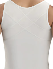 White sleeveless latex body shaping top with subtle diagonal seams from ann chery 2034 beige men girdle body shaper