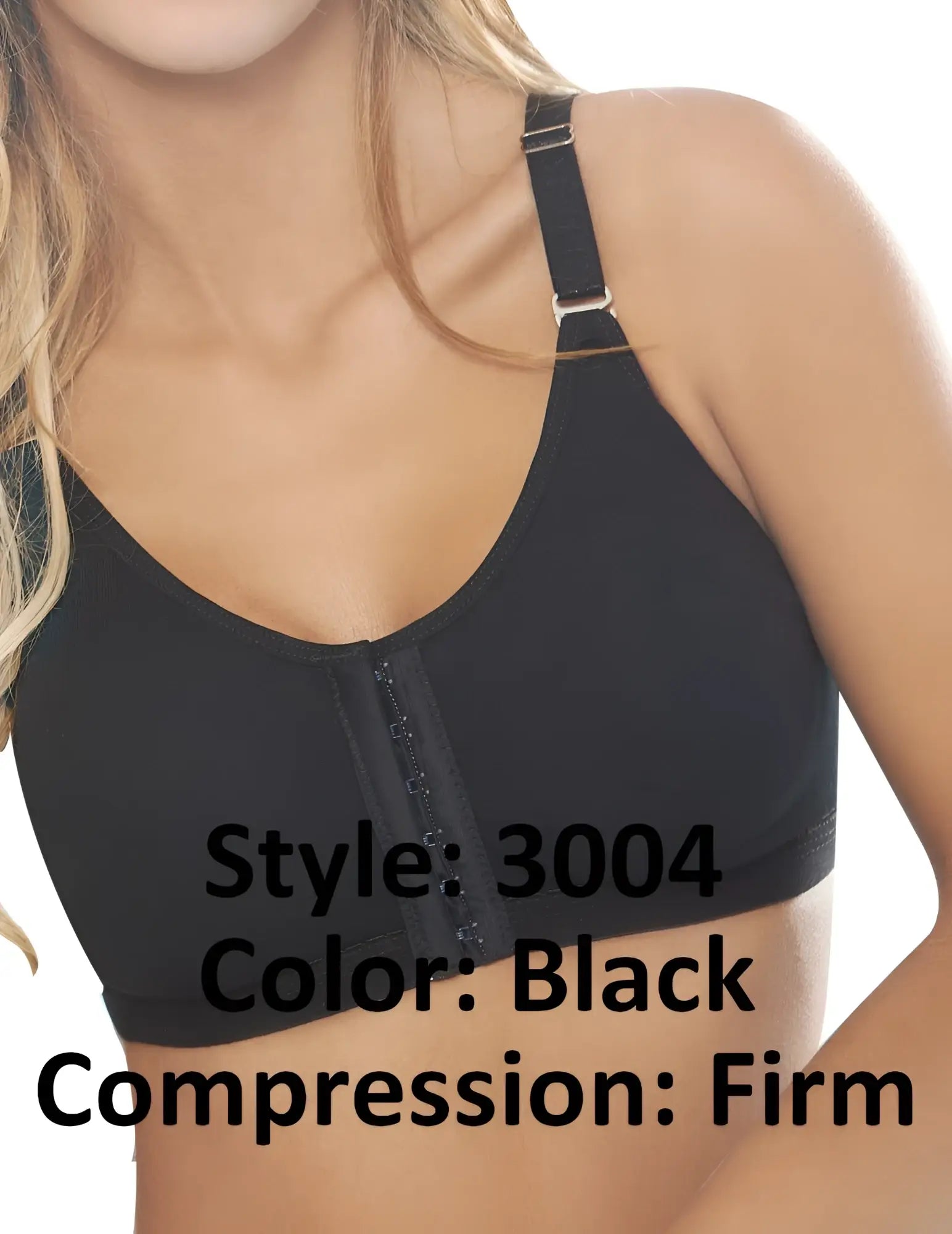 Black firm compression bra ann chery 3004 powernet brassiere designed for support and shaping in black color