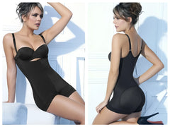 Ann chery 4010 black latex body aide shapewear with lace trim and adjustable straps for body sculpting